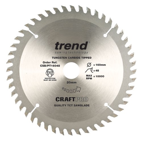 Trend CSB/PT16048 Craft saw blade panel trim 160mm x 48 teeth x 20mm