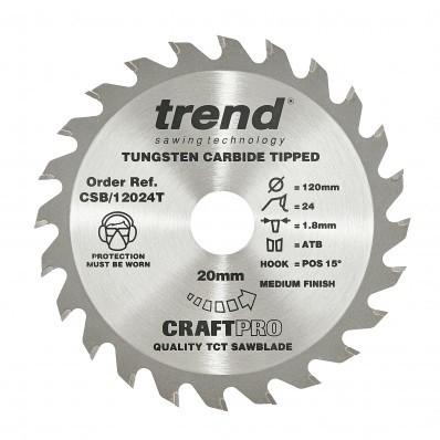 Trend CSB/12024T Craft saw blade 120mm x 24 teeth x 20mm thin