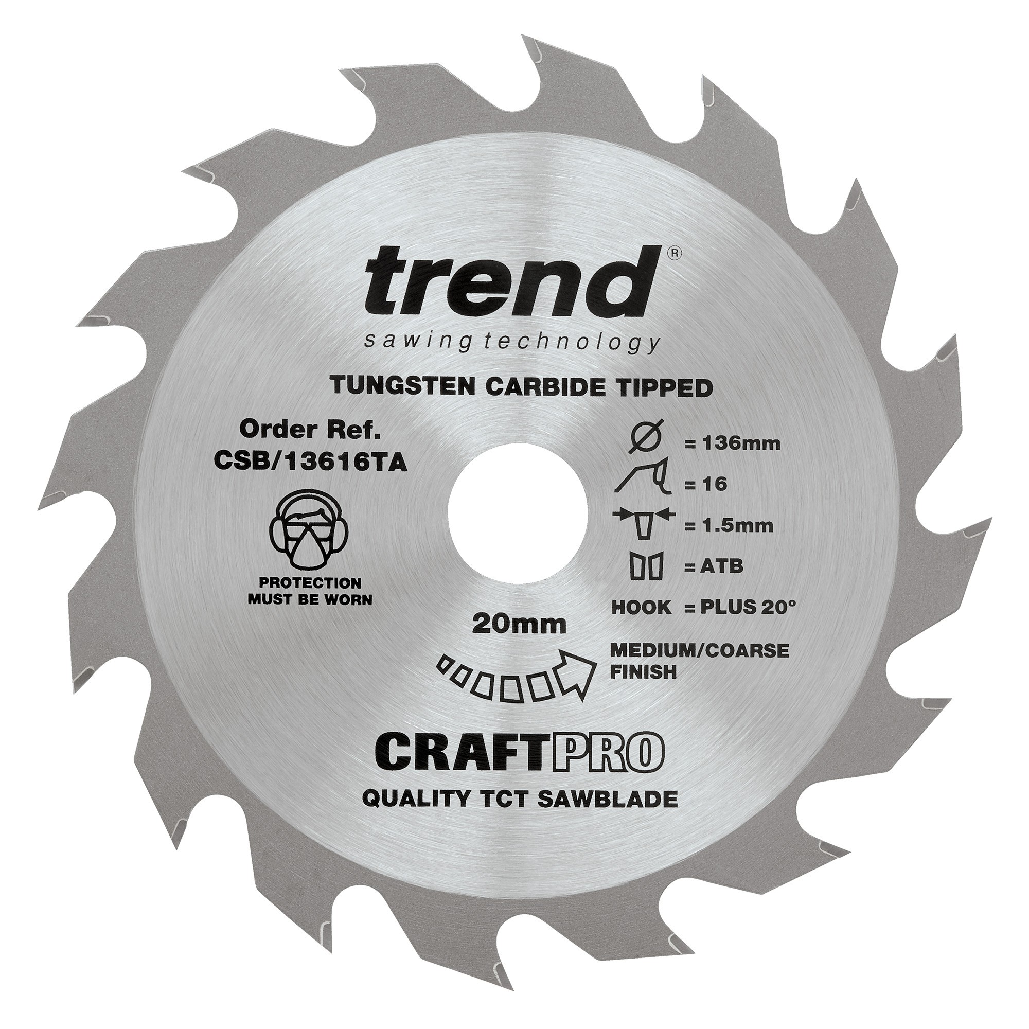 TREND CSB/13616TA CRAFT SAW BLADE 136 X 16 TEETH X 20 THIN