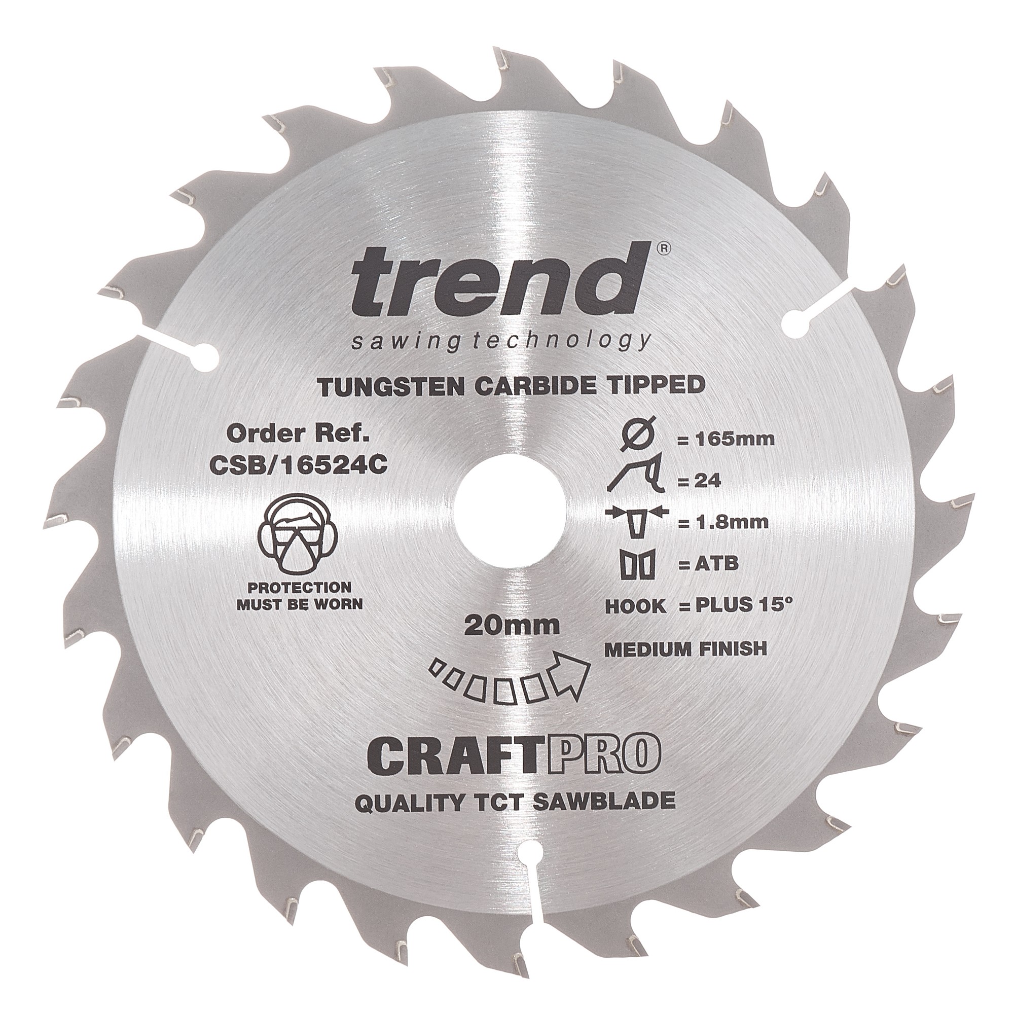 TREND CSB/16524C CRAFT SAW BLADE 165MM X 24 TEETH X 20MM