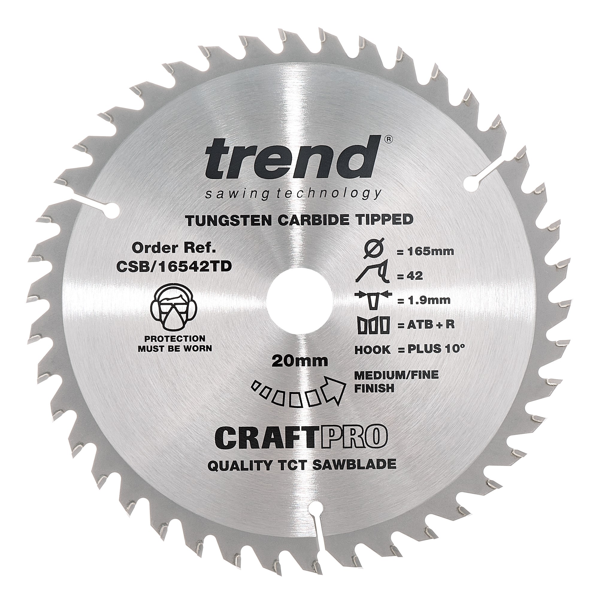 TREND CSB/16542TD CRAFT SAW BLADE 165MM X 42 TEETH X 20 THIN