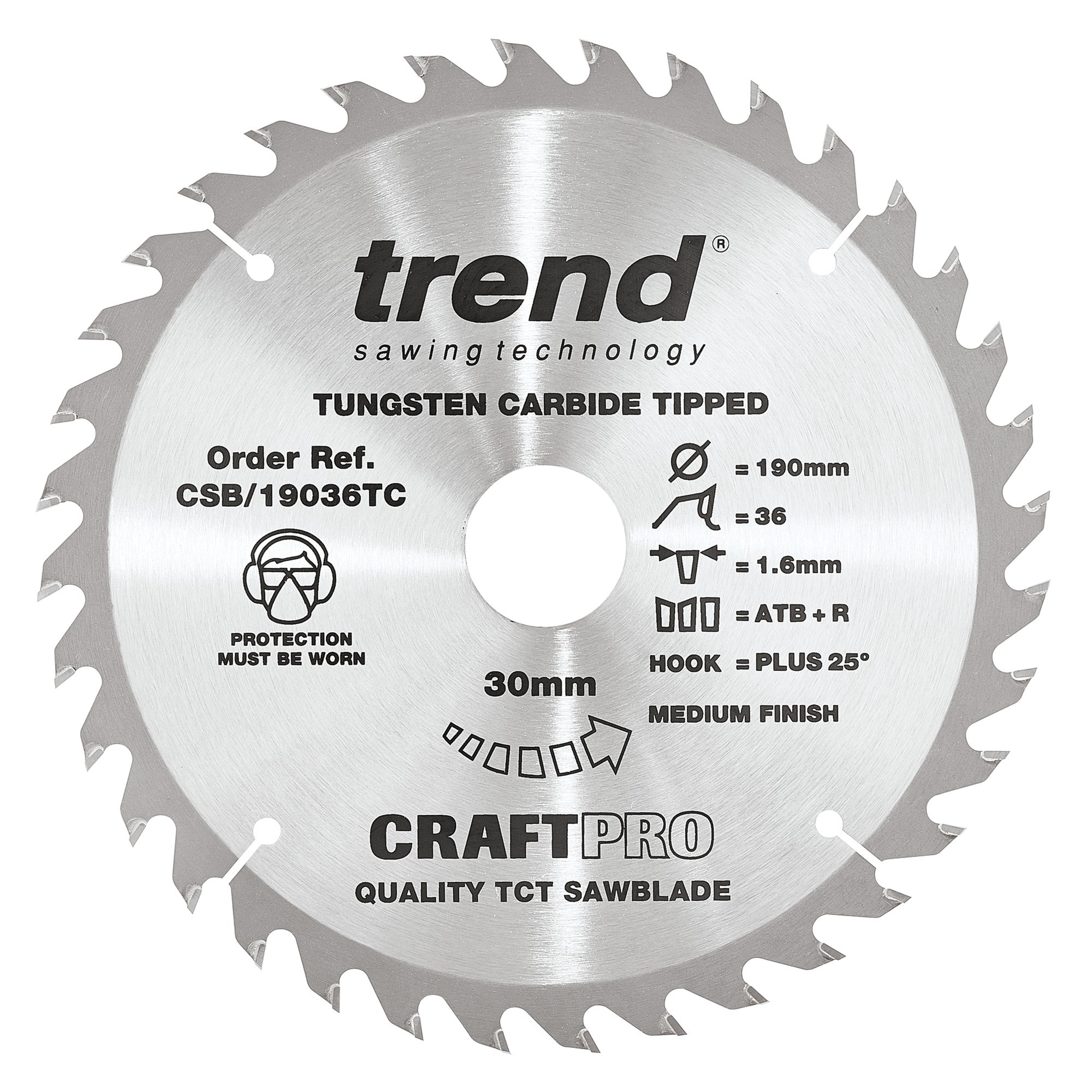 TREND CSB/19036TC CRAFT SAW BLADE 190MM X 36 TEETH X 30 X 1.55 FOR DCS575