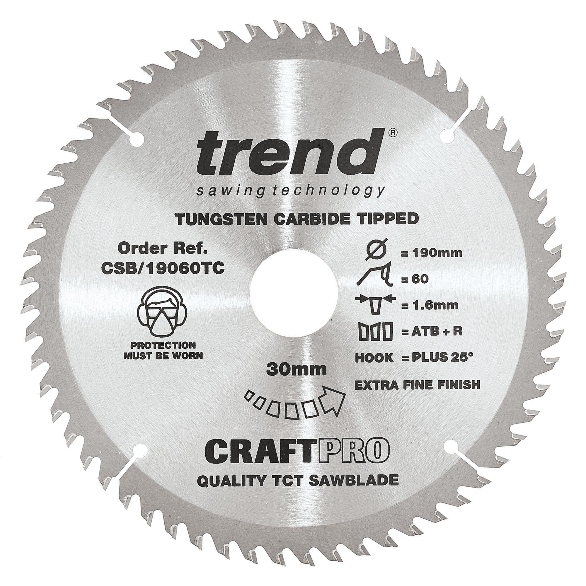 TREND CSB/19060TC CRAFT SAW BLADE 190MM X 60 TEETH X 30 X 1.55 FOR DCS575