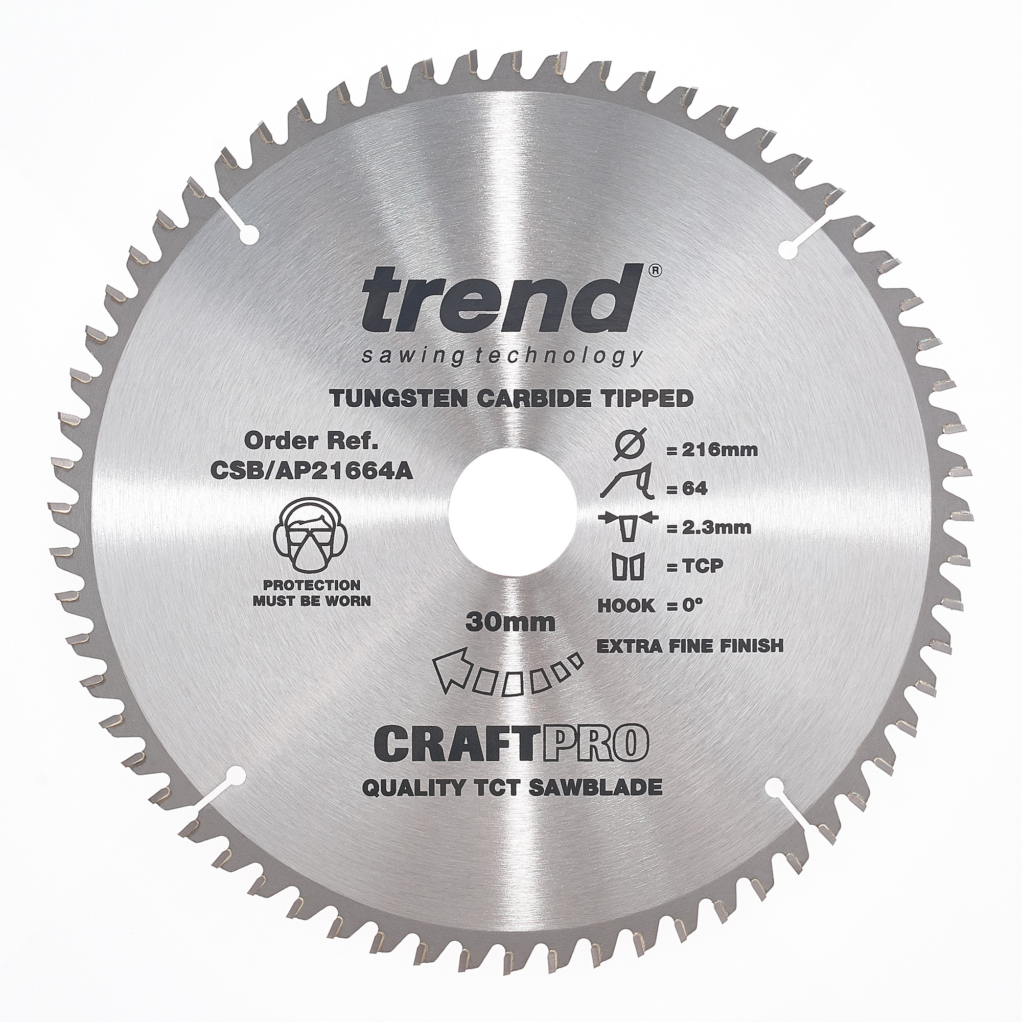 TREND CSB/AP21664A CRAFT SAW BLADE ALUMINIUM AND PLASTIC 216MM X 64 TEETH X 30MM