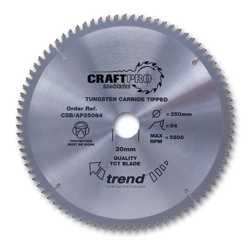 Trend CSB/AP25084 Craft sawblade aluminium & plastic 250mm x 84 x 30