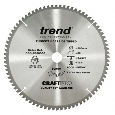 Trend CSB/AP30580 Craft saw blade aluminium and plastic 305 x 80 teeth x 30
