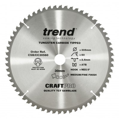 Trend CSB/CC30560 Craft saw blade crosscut 305mm x 60 teeth x 30mm