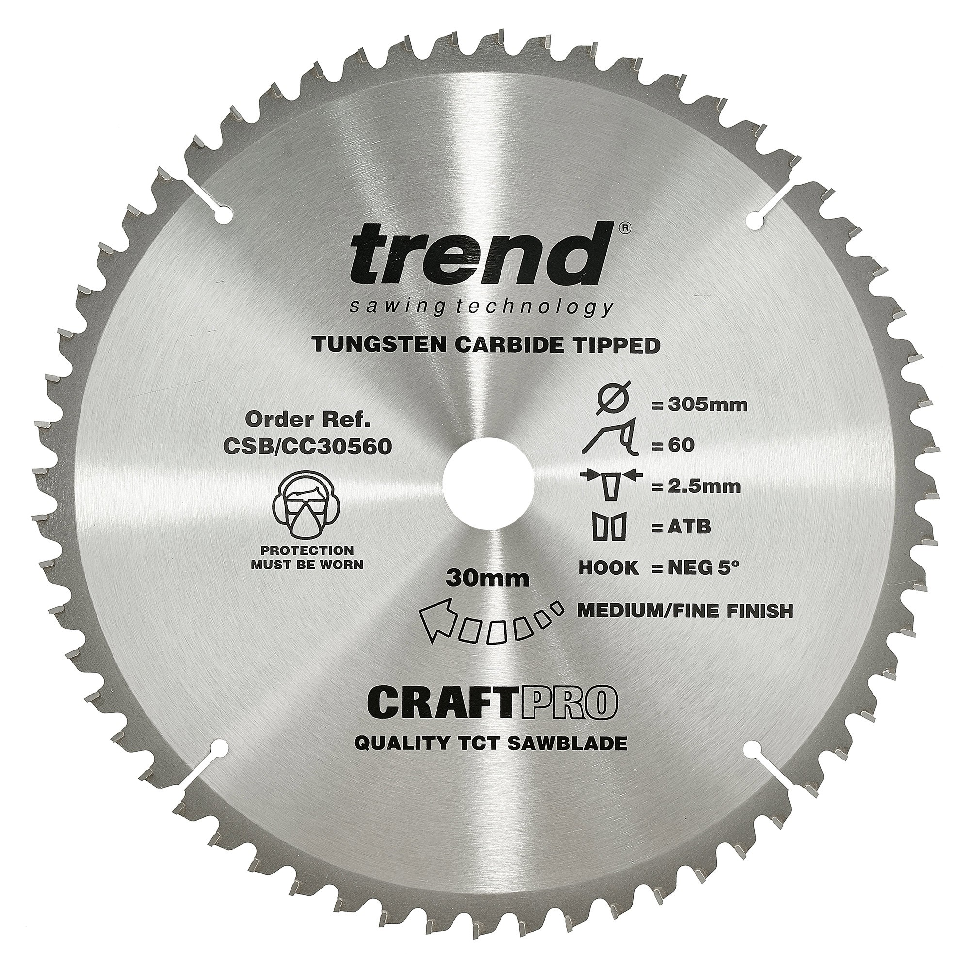 TREND CSB/CC30560T CRAFT SAW BLADE CROSSCUT 305MM X 60 TEETH X 30MM