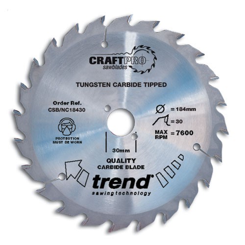 Trend CSB/NC18430A Blade TC 184 x 30 teeth x 30 nail cutting