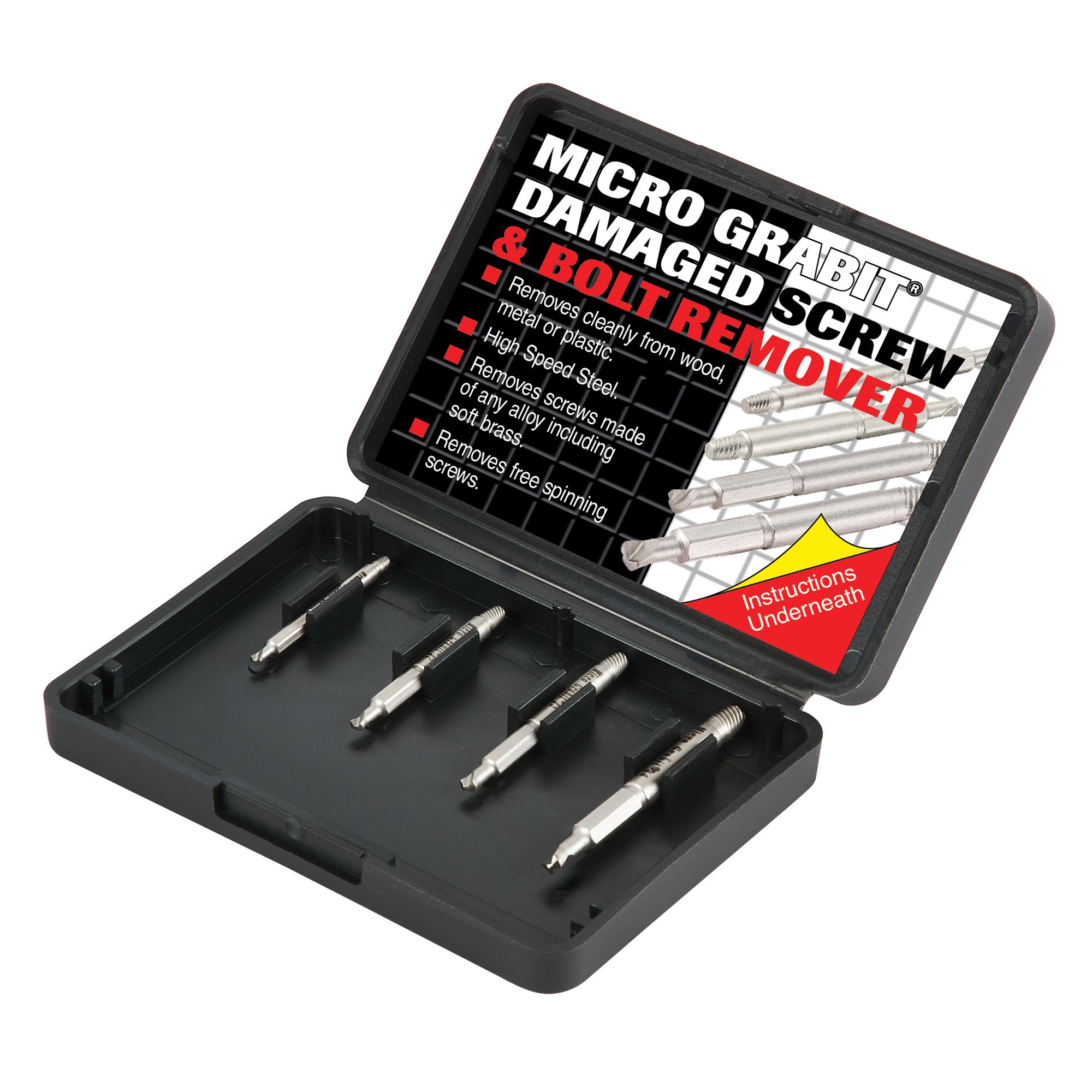 TREND GRAB/ME1/SET GRABIT SCREW EXTRACTOR SET - 4 PIECE SET FOR REMOVING DAMAGED SCREWS AND BOLTS FROM 3MM TO 6MM DIAMETER