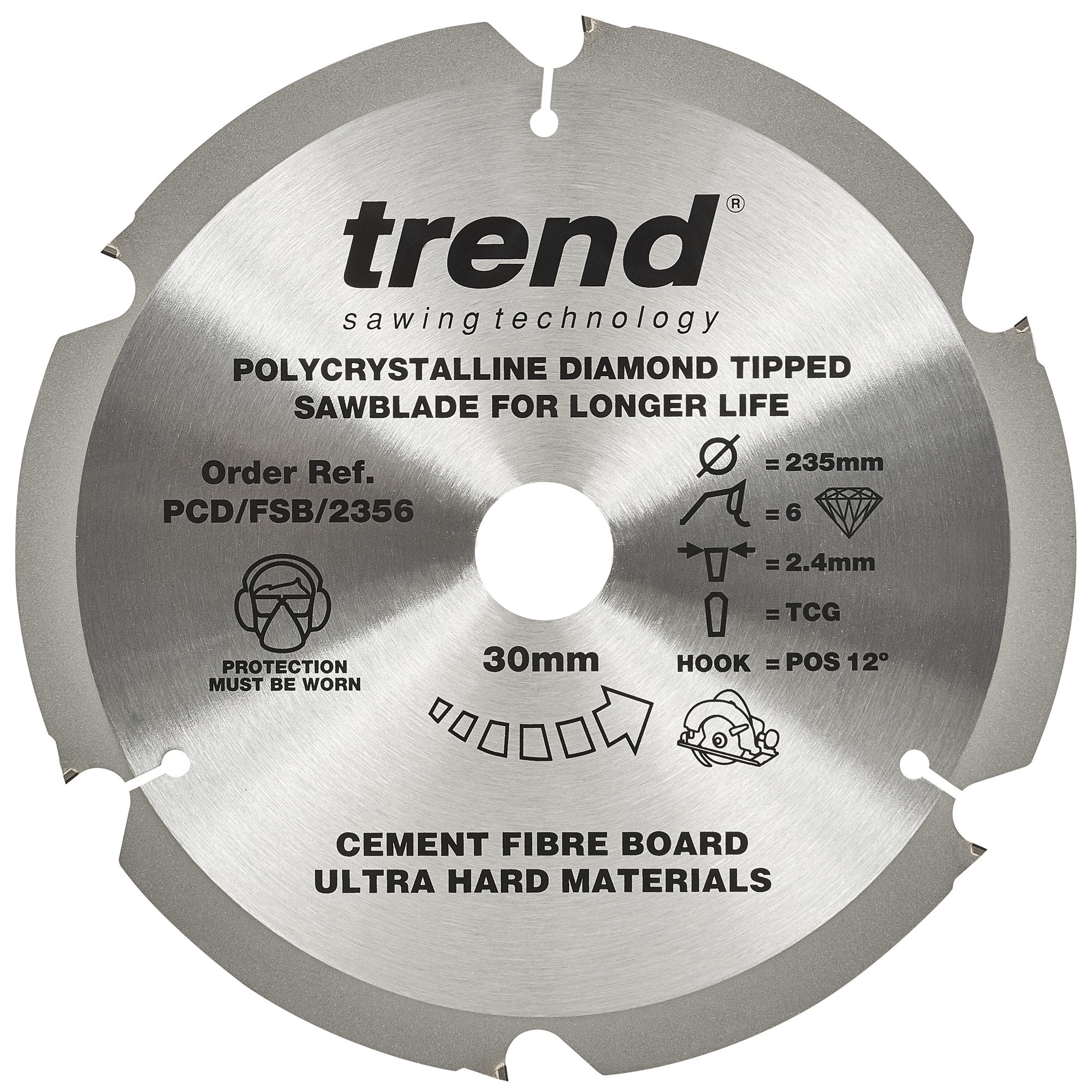 TREND PCD/FSB/2356 FIBREBOARD SAWBLADE PCD 235MM X 6T X 30MM