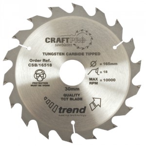 Trend CSB/16518 Craft saw blade 165mm x 18 teeth x 30mm