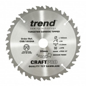 Trend CSB/16024A Craft saw blade 160mm x 24 teeth x 20mm