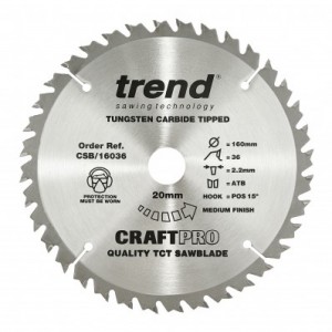 Trend CSB/16036 Craft saw blade 160mm x 36 teeth x 20mm