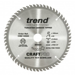 Trend CSB/16560 Craft saw blade 165mm x 60 teeth x 20mm