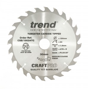 TREND CSB/19024TC CRAFT SAW BLADE 190MM X 24 TEETH X 30 X 1.55 FOR DCS575