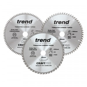 TREND CSB/250/3PK 250MM DIAMETER CRAFT SAW BLADE TRIPLE PACK