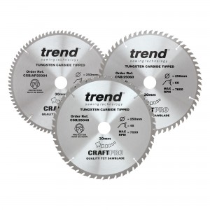 TREND CSB/250/3PK 250MM DIAMETER CRAFT SAW BLADE TRIPLE PACK