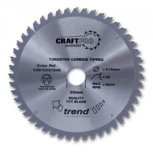 TREND CSB/CC25060T CRAFT SAW BLADE CROSSCUT 250MM X 60 TEETH X 30MM THIN