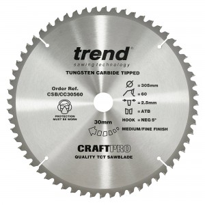 TREND CSB/CC30560T CRAFT SAW BLADE CROSSCUT 305MM X 60 TEETH X 30MM