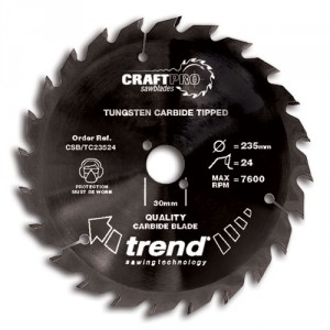 Trend CSB/TC25060 Craft saw blade 250mm x 60 teeth x 30mm (non stick)