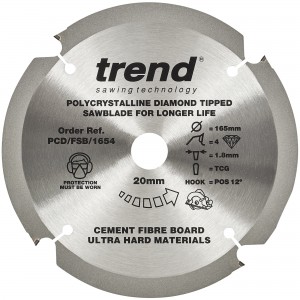 TREND PCD/FSB/1654 FIBREBOARD SAW BLADE PCD 165MM X 4T X 20MM