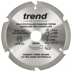 TREND PCD/FSB/1906 FIBREBOARD SAWBLADE PCD 190MM X 6T X 30MM