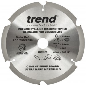 TREND PCD/FSB/2356 FIBREBOARD SAWBLADE PCD 235MM X 6T X 30MM