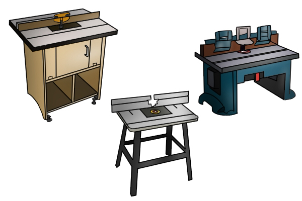 Types of router table, pre-built router table, folding router table, compact router table, router table cabinet, benchtop router table