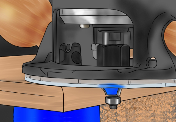 Rounding over an edge with a router, routing along the edge of a workpiece