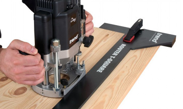 Router t-square for routing straight and square mortises