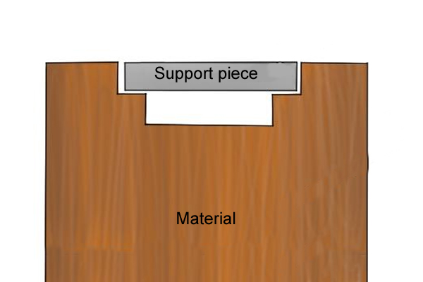 Diagram showing how to match the depth of your tonk strip recesser router cutter groove to your shelf strip