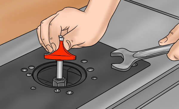 Fitting in a router bit. Router cutter speed