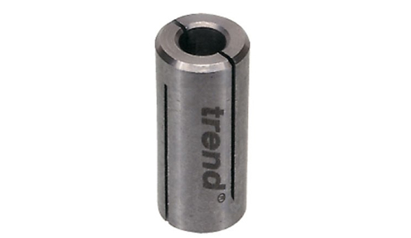 Collet sleeves and adaptors for router cutters. Smaller router bits can be held with a collet sleeve