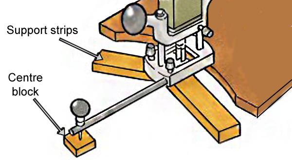 Cutting out an arc with a router and beam trammel 