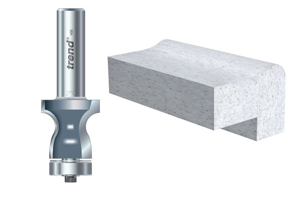 Waterfall edge router cutters for use with worktops made of solid surface materials 