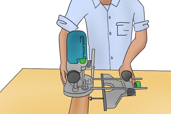 Router, guide fence, workpiece, cut, using guide fence with router