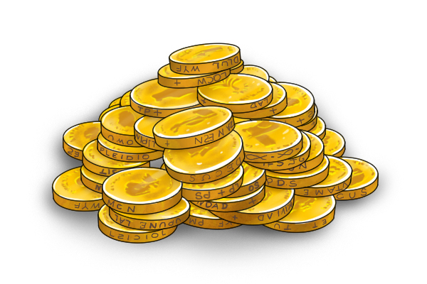 Pile of Pound Coins for buying woodworking tools