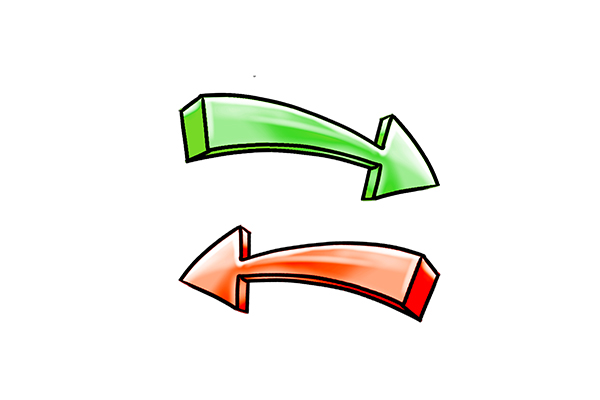 Green and Red arrow pointing in opposite directions