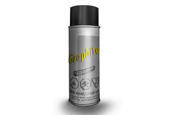 Illistration of Liquid Graphite Spray - a dry lubricant spray for use on moving machine parts