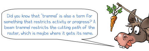 Wonkee Donkee says: 'Did you know that 'trammel' is also a term for something that restricts activity or progress? A beam trammel restricts the cutting path of the router, which is maybe where it gets its name'