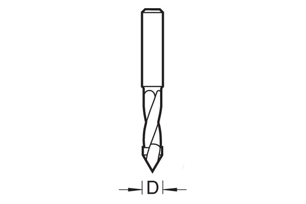 Drilling through a material using a router cutter for drilling holes