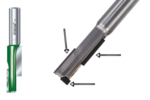 Diagram showing the staggering cutting flutes on a mortiser for routing 