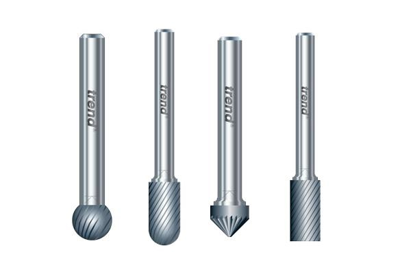 A selection of burr router cutters