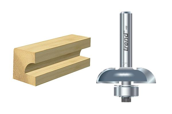 A capillary router cutter and an example of the shape of channel it can create in a workpiece