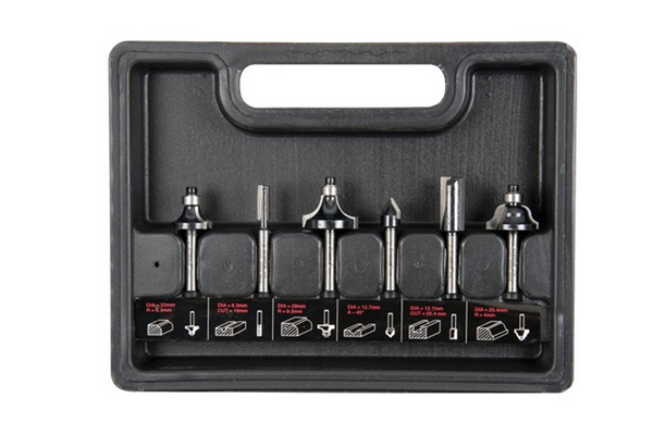 A six piece TREND starter routing bit set