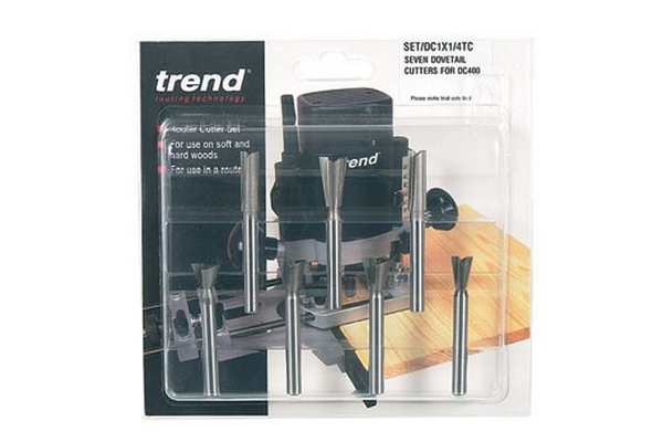 A TREND dovetail routing cutter set