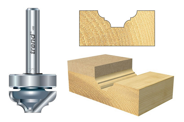 Image showing an example of the shape that a panel moulding router cutter can create in wood