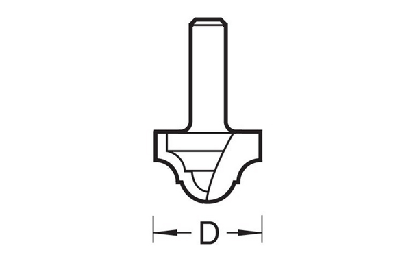 Diagram showing how to measure the diameter of a panel moulding router cutter