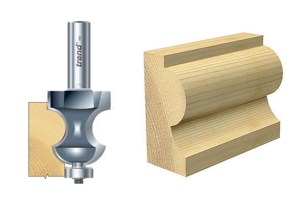 Image to show that edge moulding router cutters do not usually have the bottom cut facility